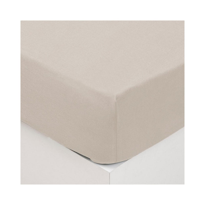 Cearsaf elastic Drap house, bej, bumbac, 160x200 cm