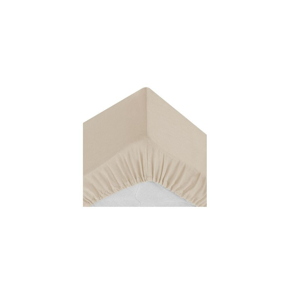 Cearsaf elastic Drap house, bej, bumbac, 160x200 cm