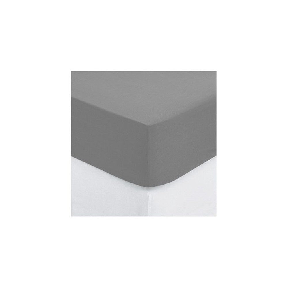 Cearsaf elastic Drap house, gri, bumbac, 140x190 cm