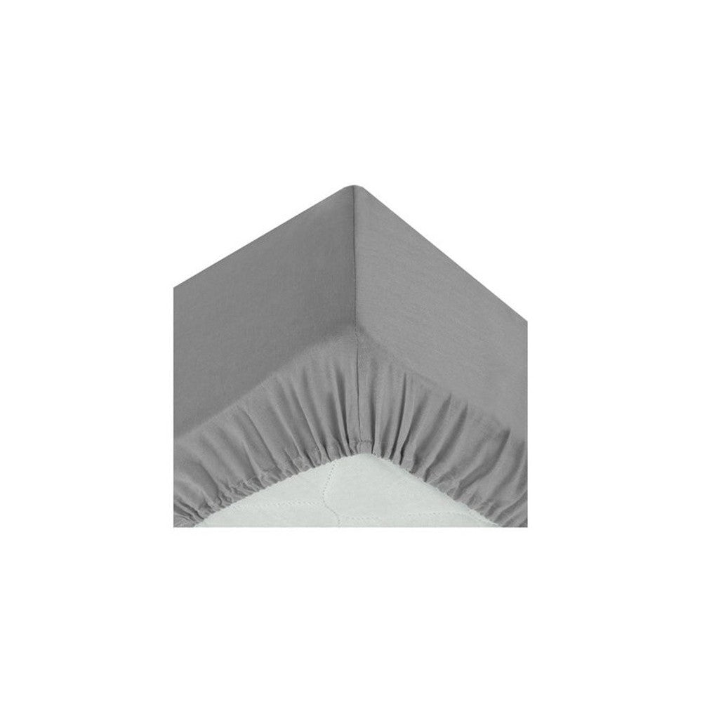 Cearsaf elastic Drap house, gri, bumbac, 140x190 cm
