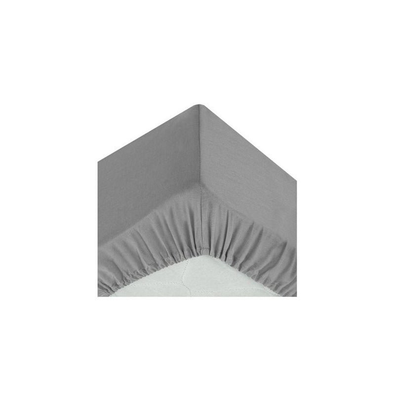 Cearsaf elastic Drap house, gri, bumbac, 140x190 cm