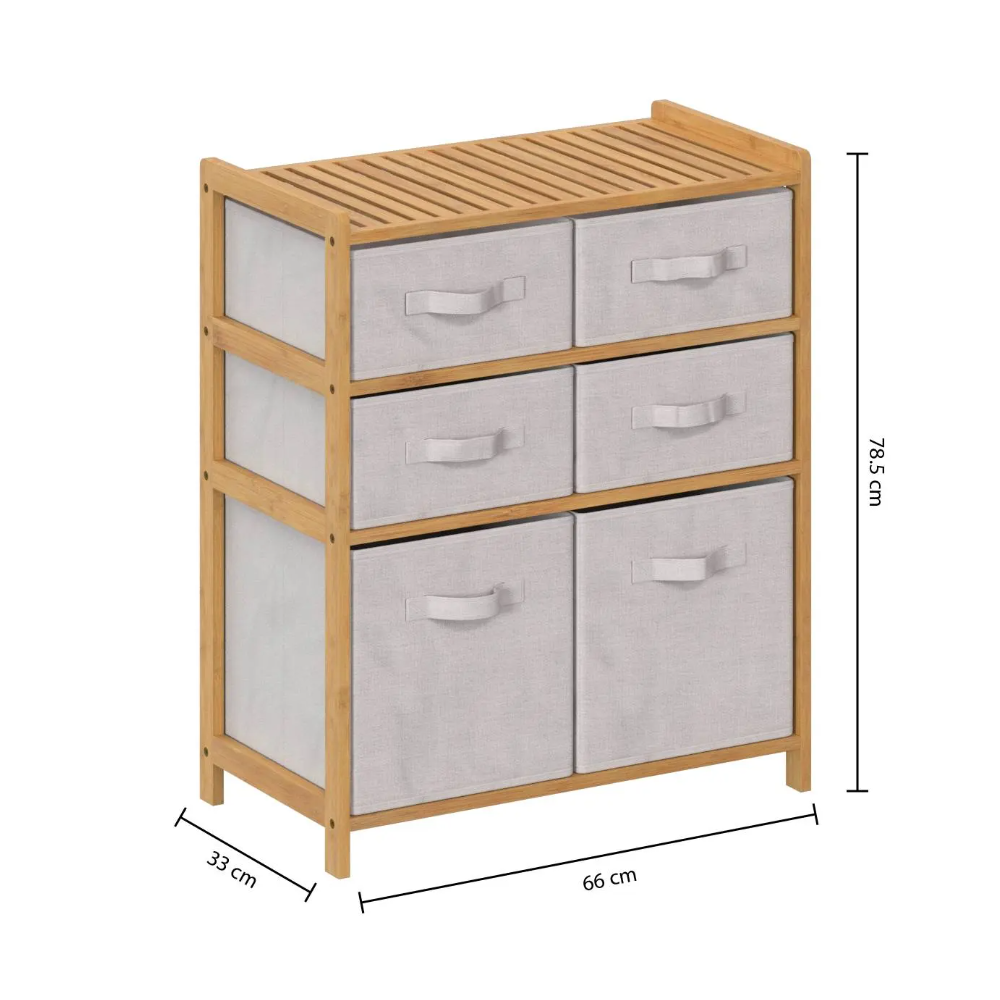 Comoda Tidy Maxi Box, cadru bambus, 66 x 33 x 78.5 cm