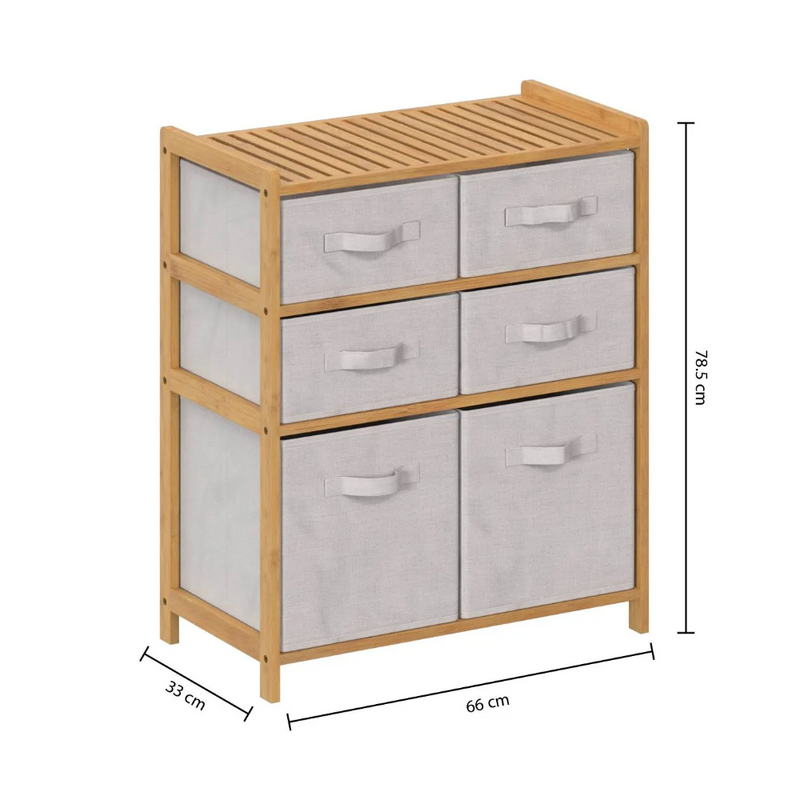 Comoda Tidy Maxi Box, cadru bambus, 66 x 33 x 78.5 cm