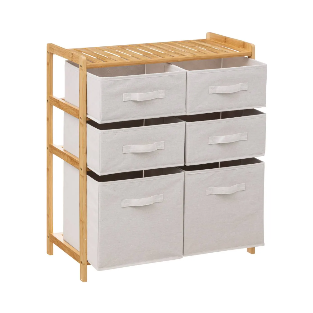 Comoda Tidy Maxi Box, cadru bambus, 66 x 33 x 78.5 cm