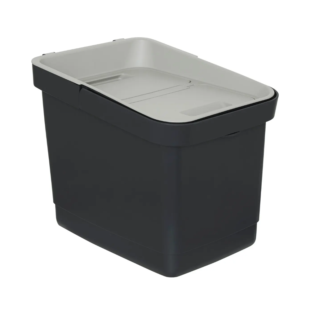 Cos gunoi Recyn, negru, plastic, compartimentat, 32.5 x 29 x H 39 cm, 20 litri