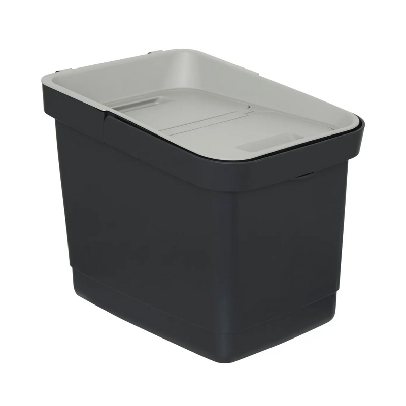 Cos gunoi Recyn, negru, plastic, compartimentat, 32.5 x 29 x H 39 cm, 20 litri