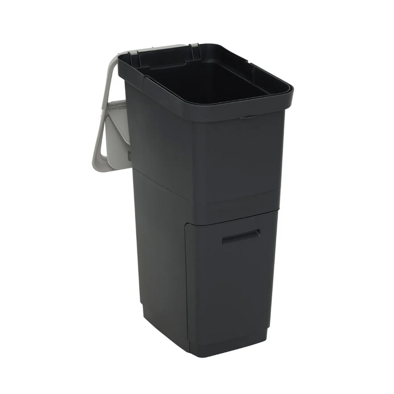 Cos gunoi Recyn, negru, plastic, 20+16 litri, 39 x 29 x H 68 cm