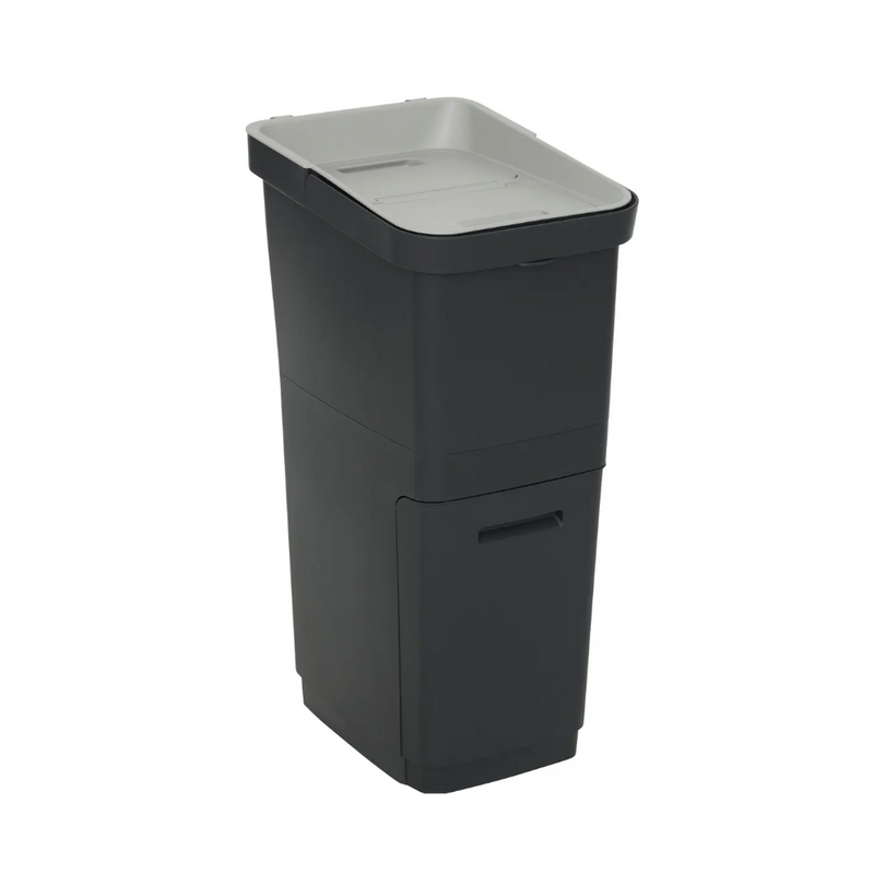 Cos gunoi Recyn, negru, plastic, 20+16 litri, 39 x 29 x H 68 cm
