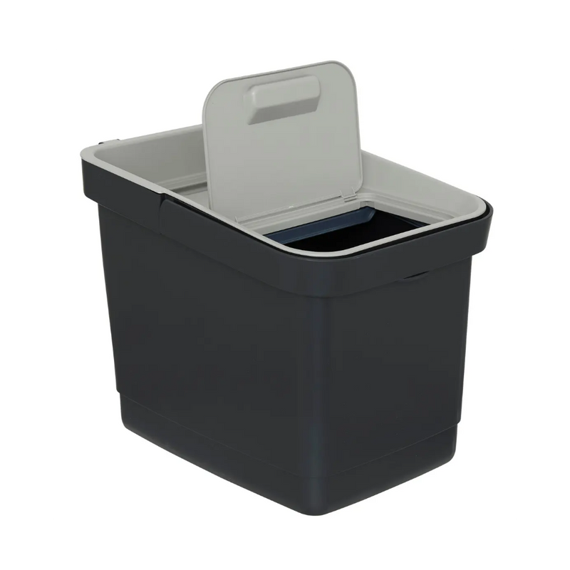 Cos gunoi Recyn, negru, plastic, compartimentat, 32.5 x 29 x H 39 cm, 20 litri