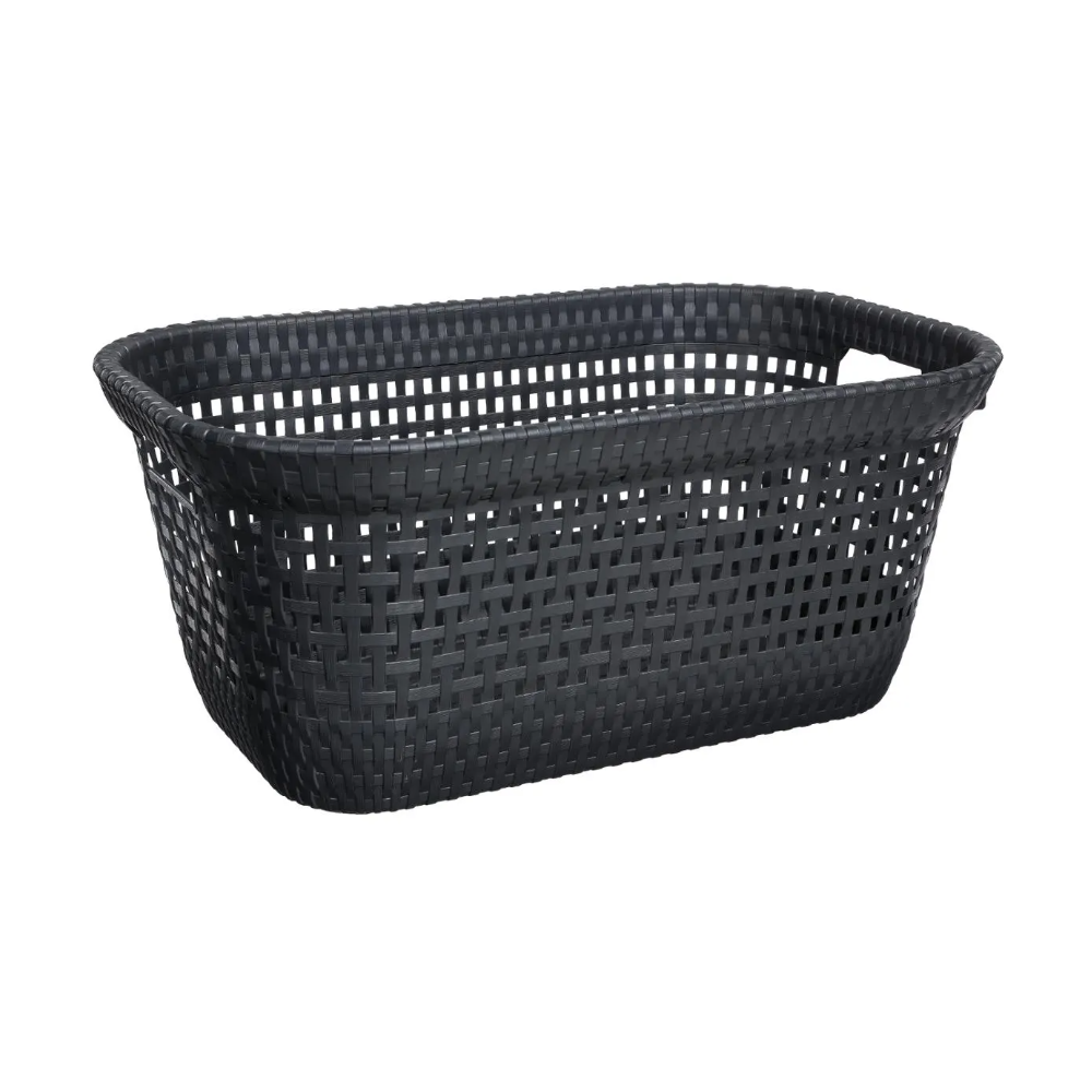 Cos de rufe Rattan Gri antracit, plastic, 60 x 40 x 26 cm, 45 litri