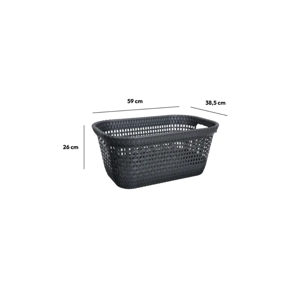 Cos de rufe Rattan Gri antracit, plastic, 60 x 40 x 26 cm, 45 litri
