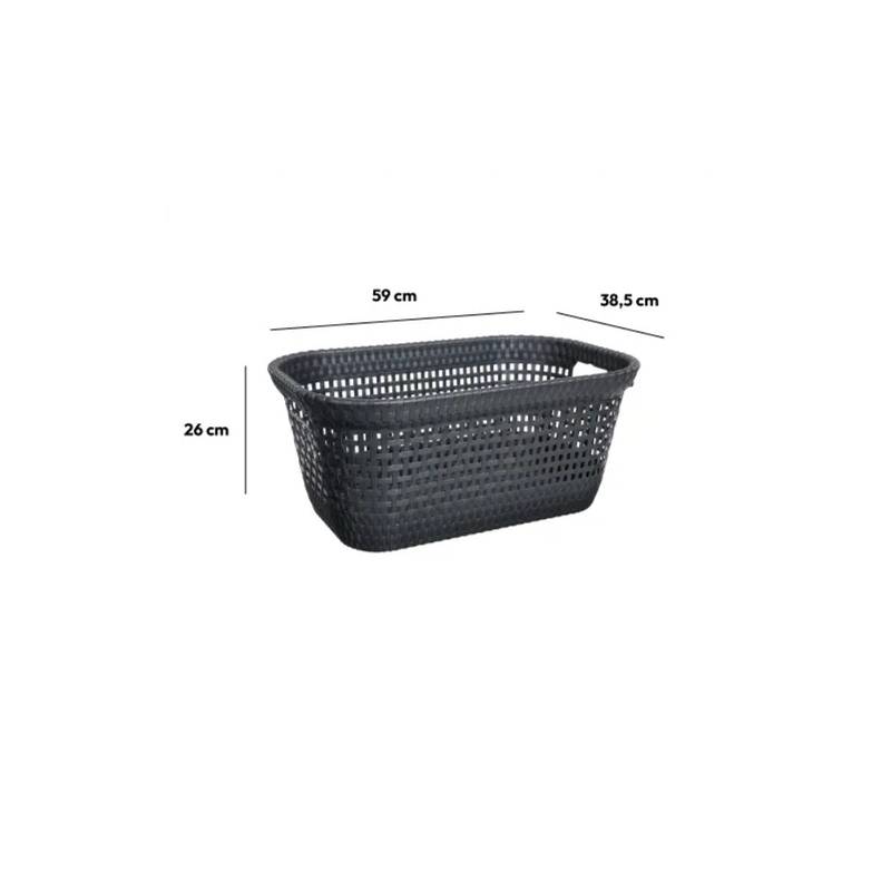 Cos de rufe Rattan Gri antracit, plastic, 60 x 40 x 26 cm, 45 litri