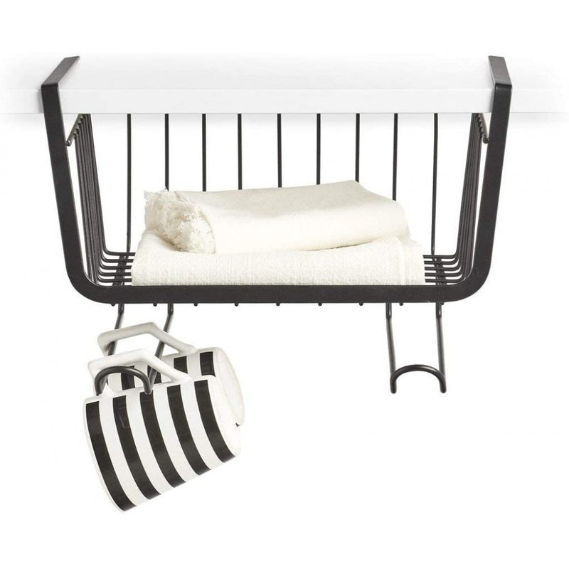 Cos depozitare raft Zeller Extra, metalic, negru, 31x26x19 cm