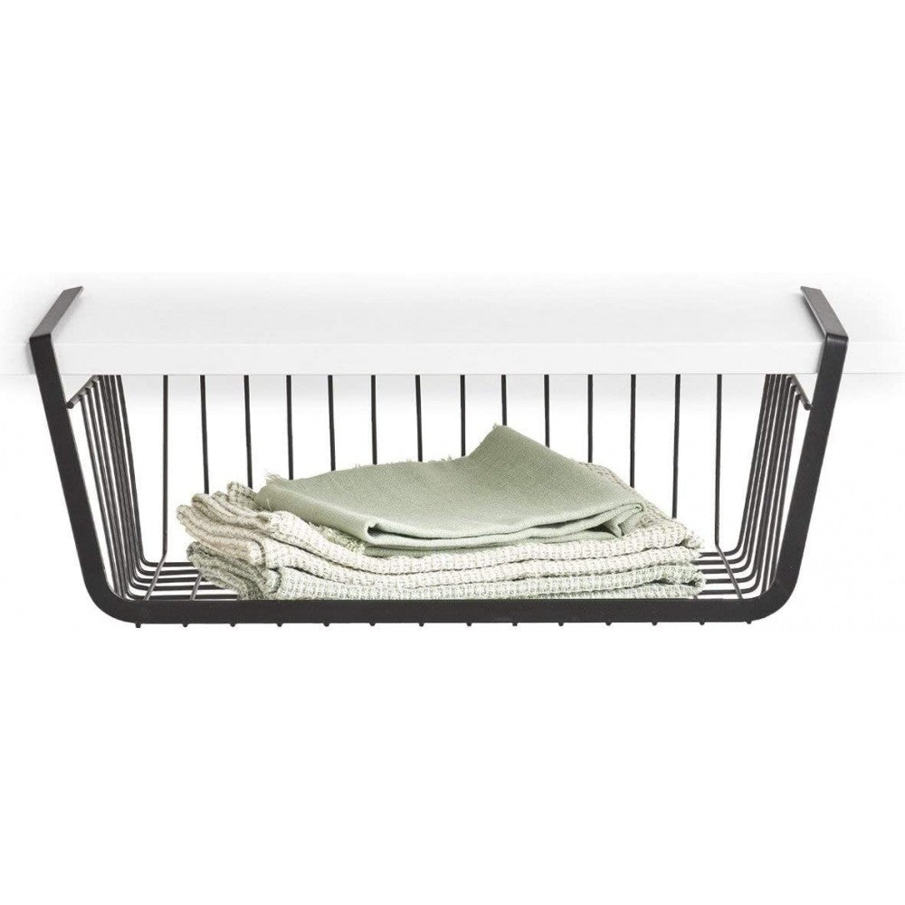 Cos depozitare raft Zeller, metalic, negru, 41x26x15 cm