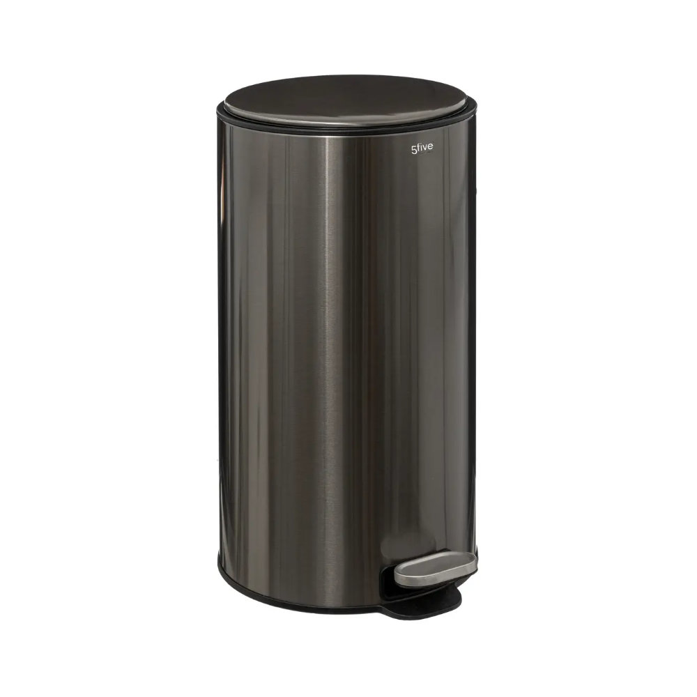Cos gunoi cu pedala Delta, metalic, negru fume, 30 litri, 31,5 x 31,5 x H62 cm