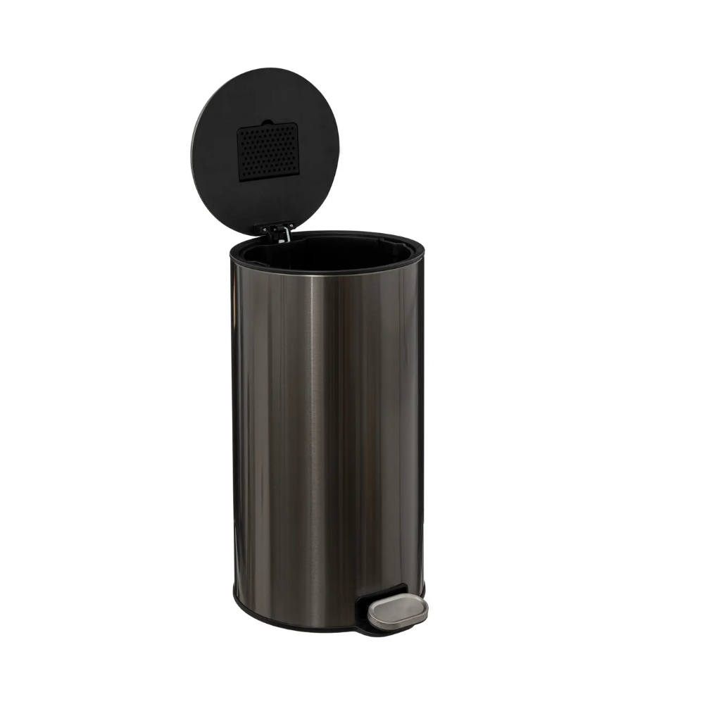 Cos gunoi cu pedala Delta, metalic, negru fume, 30 litri, 31,5 x 31,5 x H62 cm