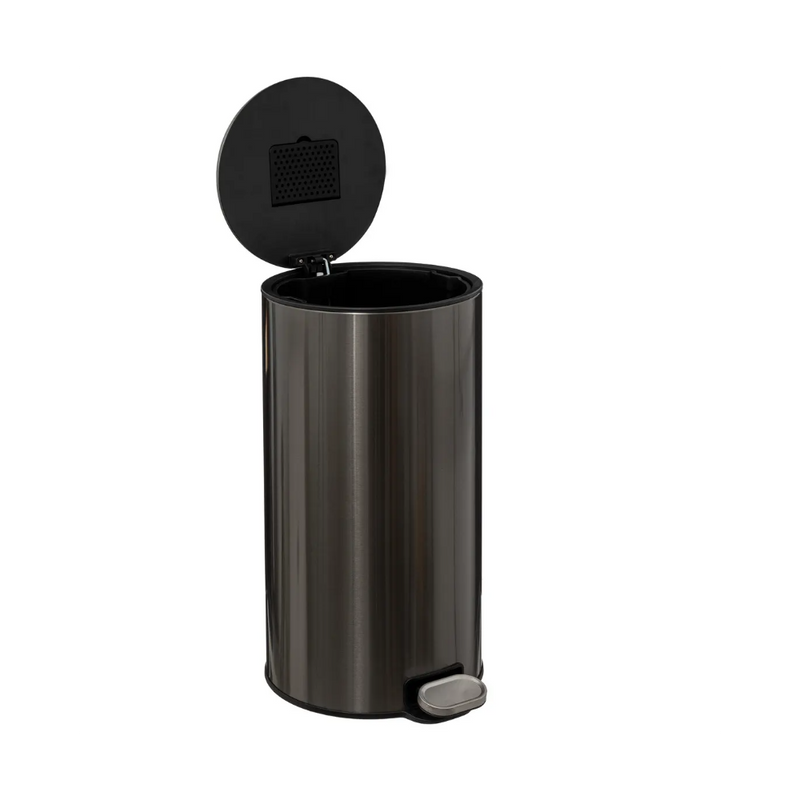 Cos gunoi cu pedala Delta, metalic, negru fume, 30 litri, 31,5 x 31,5 x H62 cm