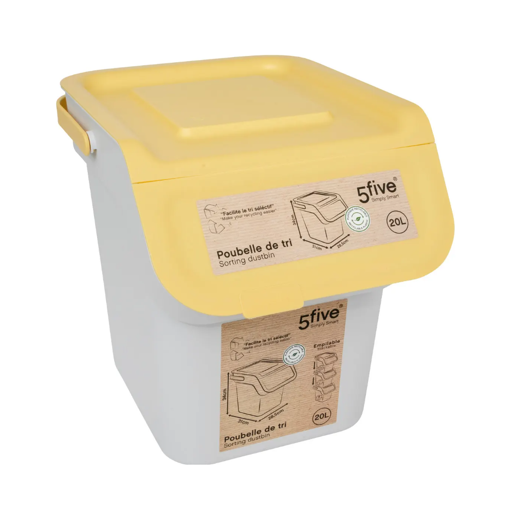 Cos gunoi sortare Nyborg, plastic, galben, 20 litri, 28,5 x 31 x 34 cm