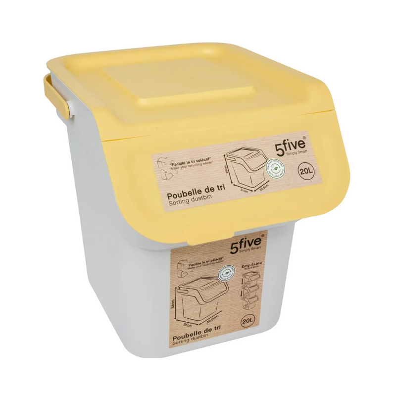 Cos gunoi sortare Nyborg, plastic, galben, 20 litri, 28,5 x 31 x 34 cm