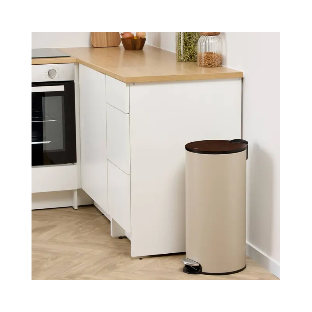 Cos gunoi Mdern creme, rotund, metal, cu pedala, 29.2 x D. 37.7 x H. 59.5 cm