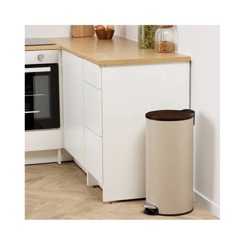 Cos gunoi Mdern creme, rotund, metal, cu pedala, 29.2 x D. 37.7 x H. 59.5 cm
