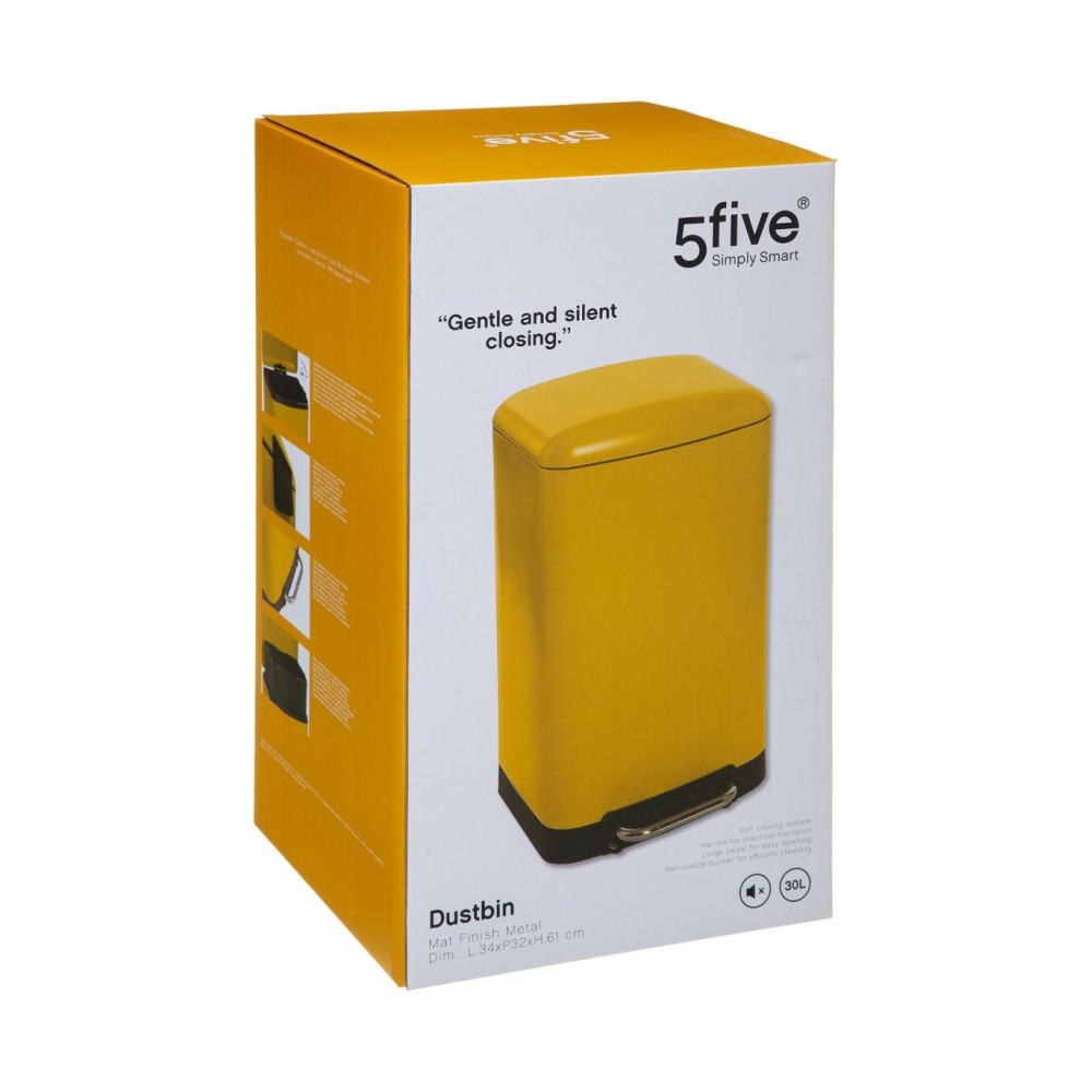 Cos gunoi Retro Line, Yellow, 30 litri, cu pedala, 34x32x61cm