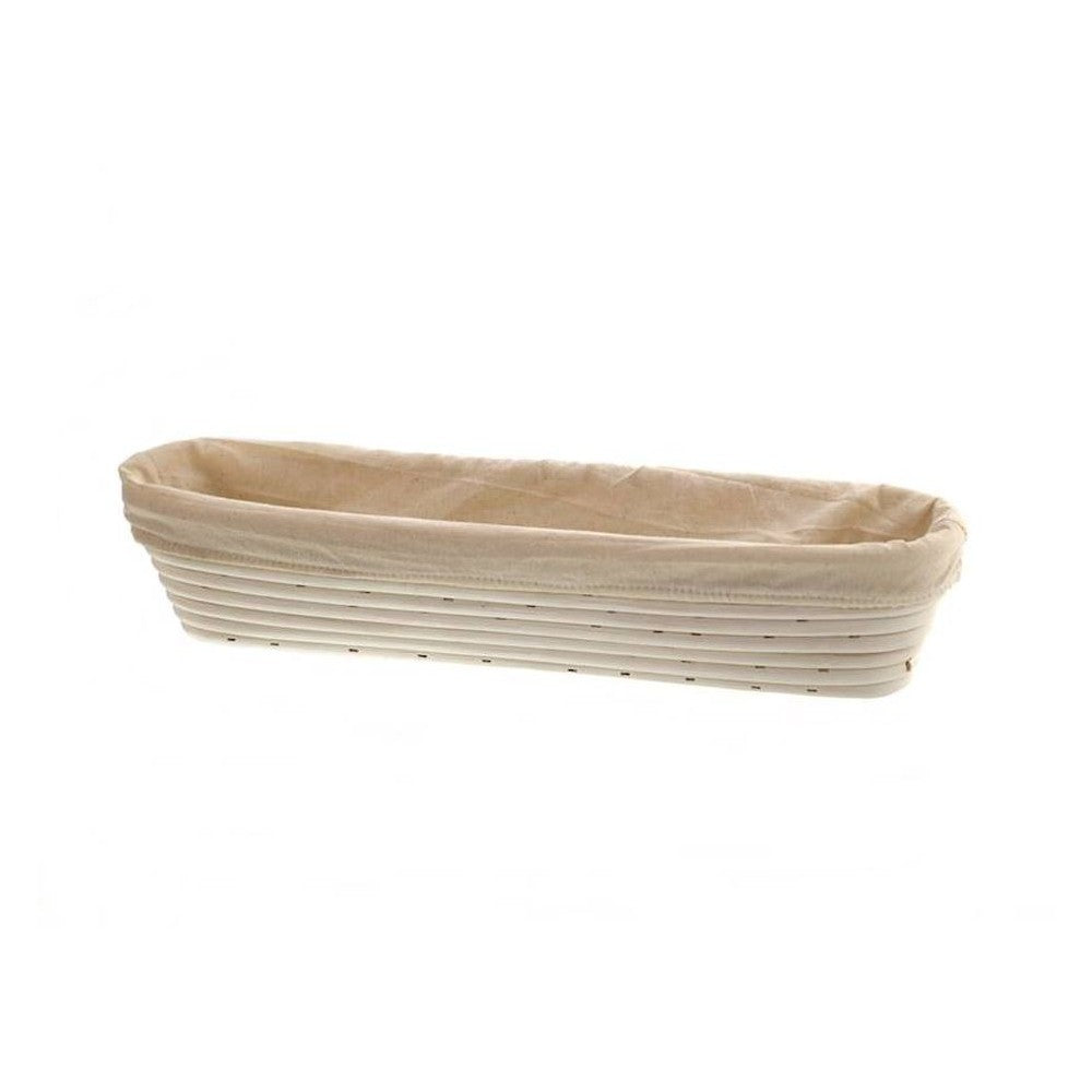 Cos pentru dospire aluat Baguette, ratan, panza bumbac inclusa, 42 x 10 x 8 cm