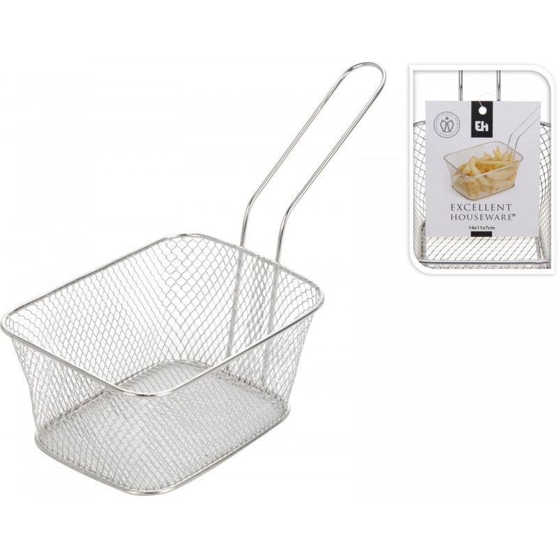 Cos servire cartofi Silver, otel cromat, 14x10x7 cm, maner 10 cm