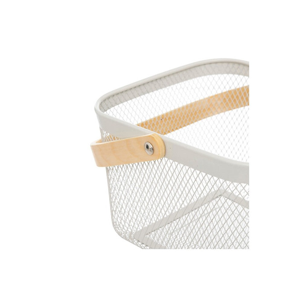 Cos fructiera, servire Mayaj, alb, metal, 26 x 24.5 x H 17.5 cm