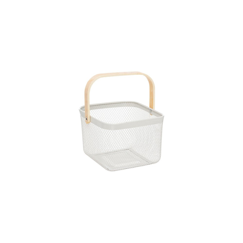 Cos fructiera, servire Mayaj, alb, metal, 26 x 24.5 x H 17.5 cm