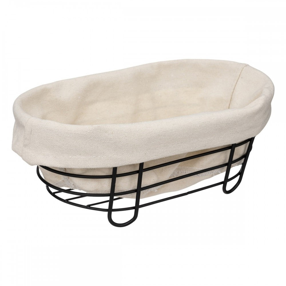 Cos servire paine Bistrot, oval, metal, textil, 28.5 x 18.5 x H 11.5 cm