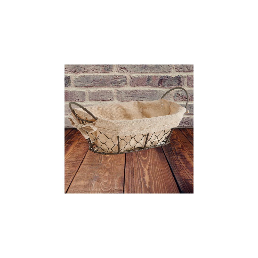 Cos servire paine Country, meta+textil, 26 x 17 x 9 cm