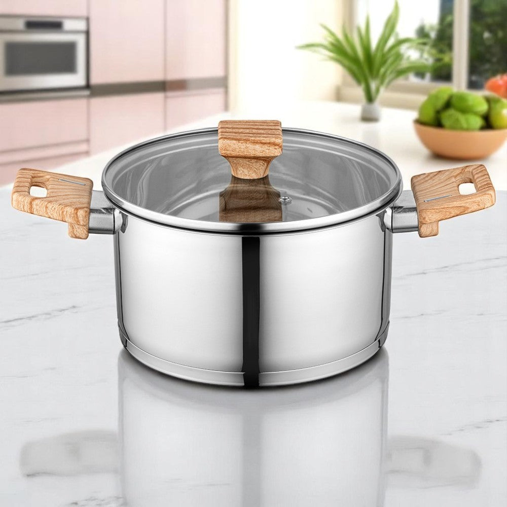 Cratita inox Florina Fitter, cu capac din sticla, 20 cm, 3.3 litri