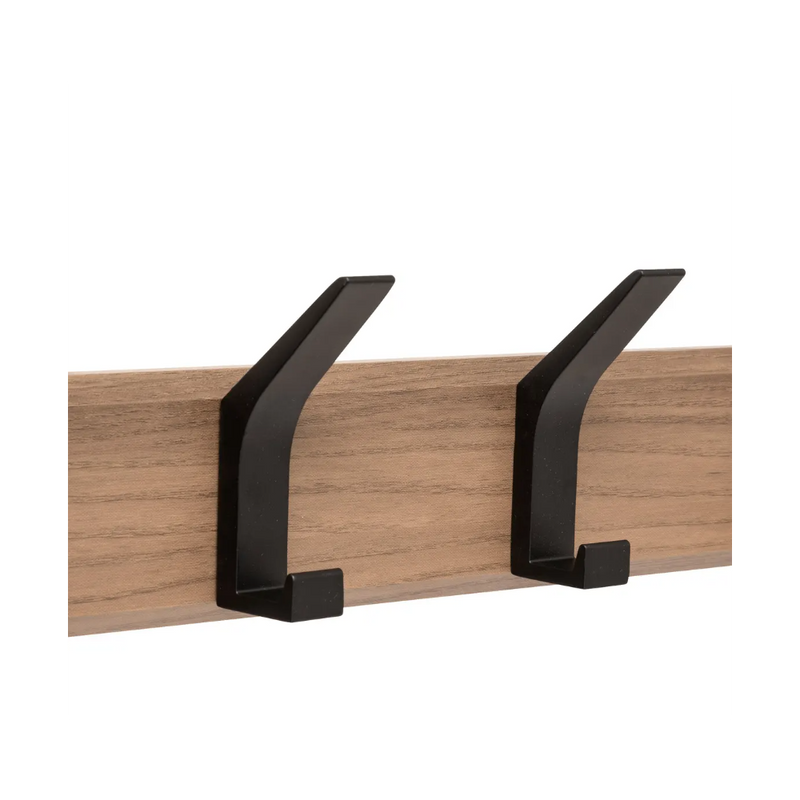 Cuier perete Ziny Black, mdf, 4 carlige negre, 45 x 6.5 x H 10 cm