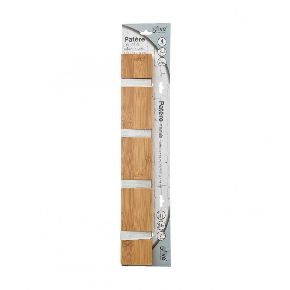 Cuier bambus 5FIVE Minimalista Steel, 40 x 6 x 2 cm