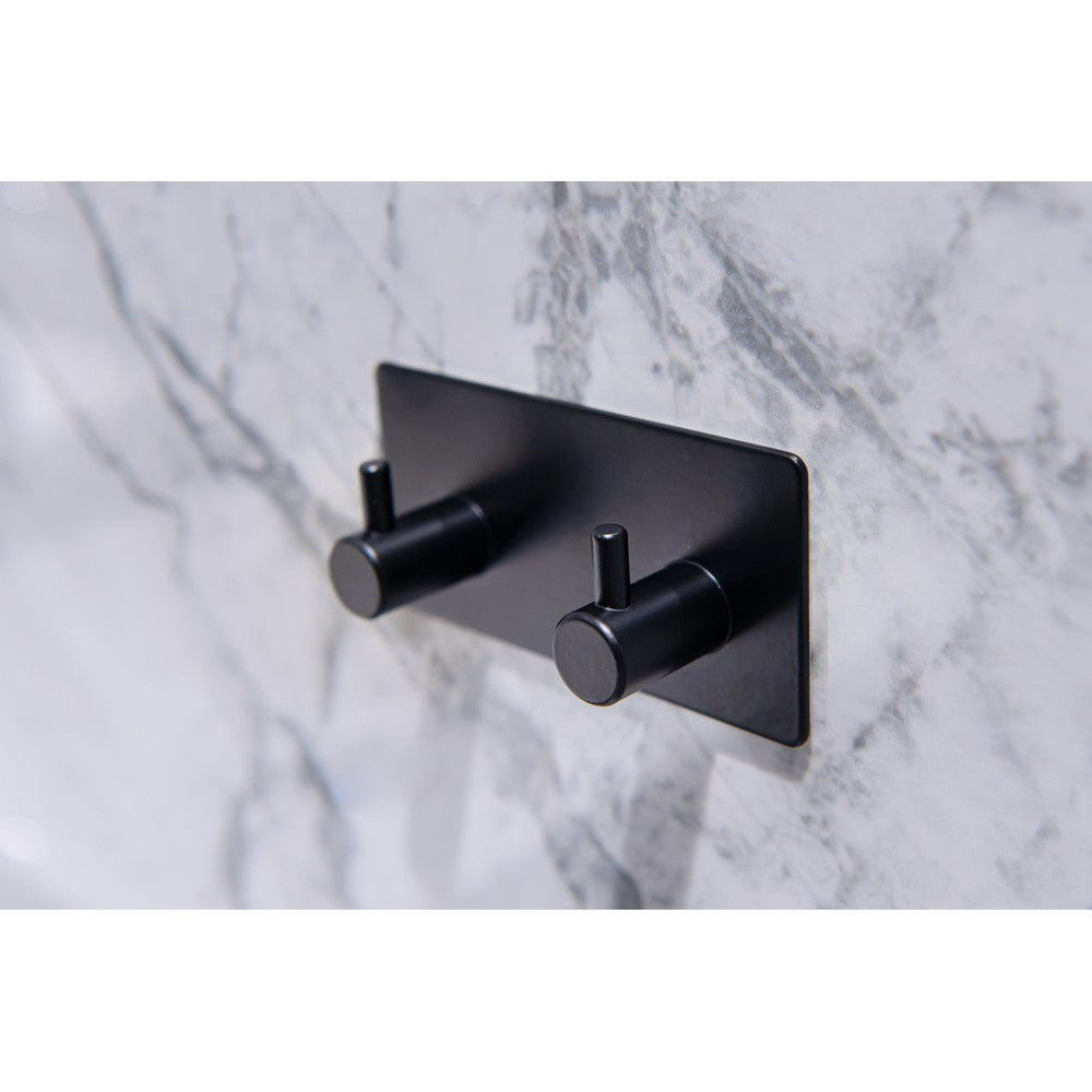 Cuier dublu AWD Artoleo, metal, negru, autoadeziv 3 M, 9 x 4,5 x 2 cm