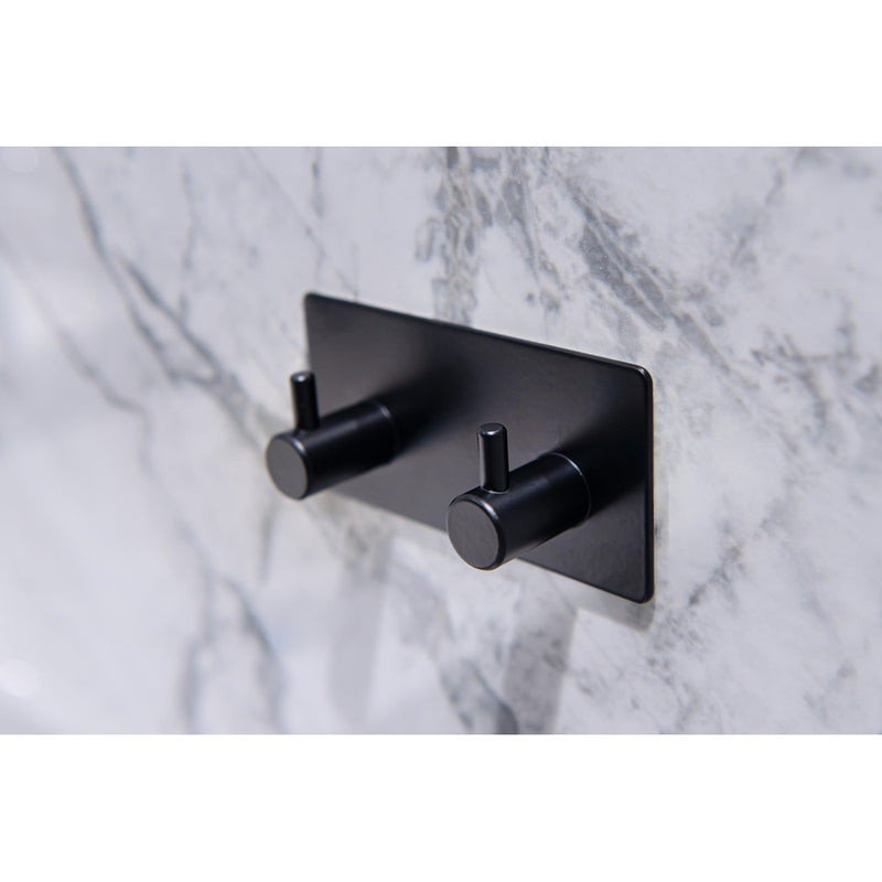 Cuier dublu AWD Artoleo, metal, negru, autoadeziv 3 M, 9 x 4,5 x 2 cm