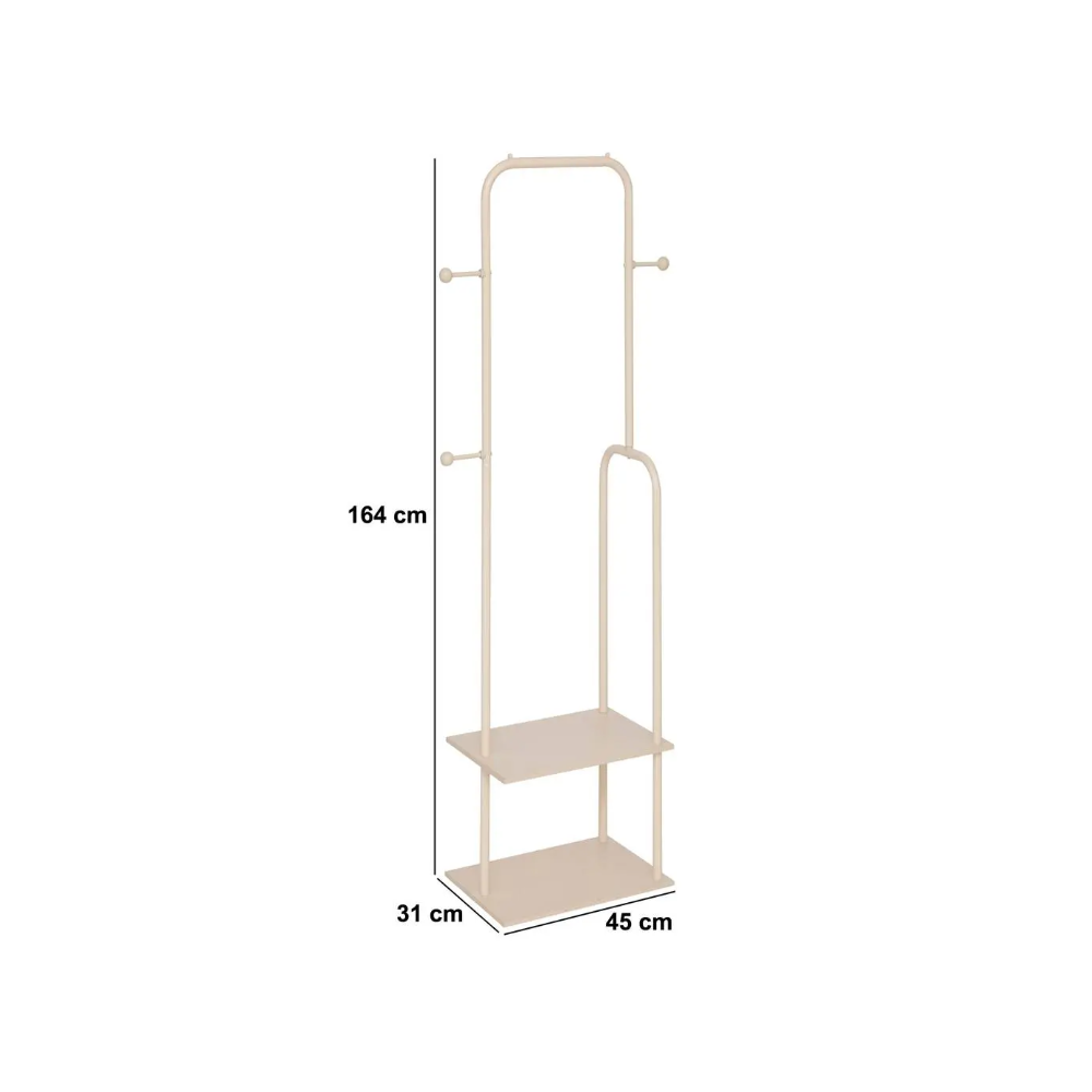 Cuier Lina cu etajere, metal, 45 x 31 x H 164 cm