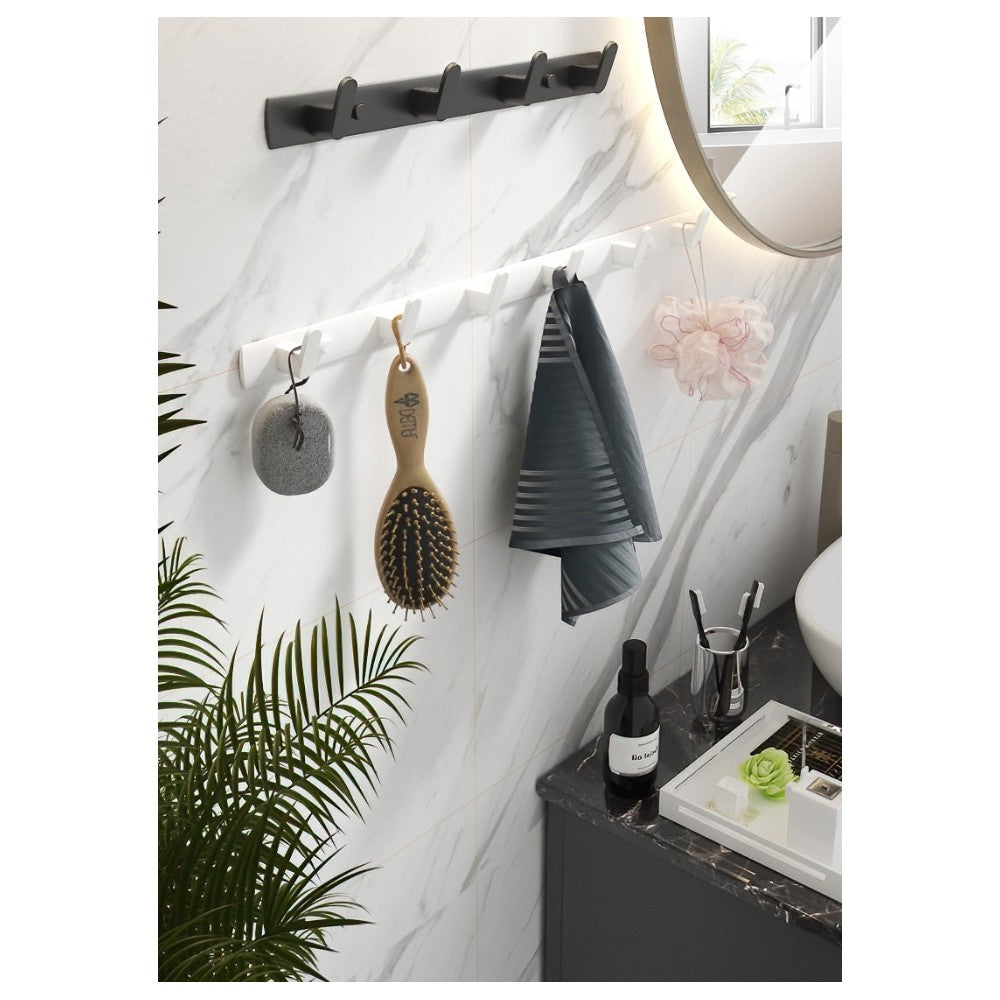 Cuier perete Livit, metal, negru, 4 carlige, 35 cm