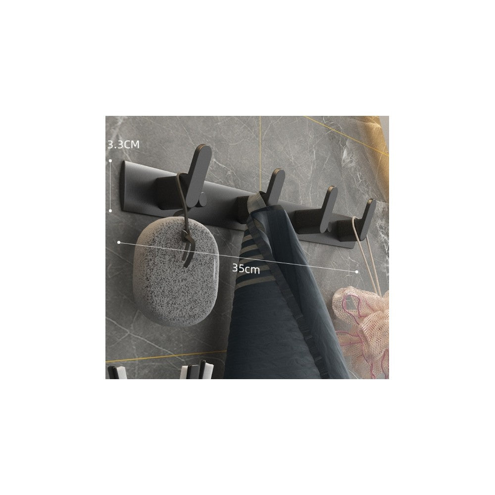Cuier perete Livit, metal, negru, 4 carlige, 35 cm