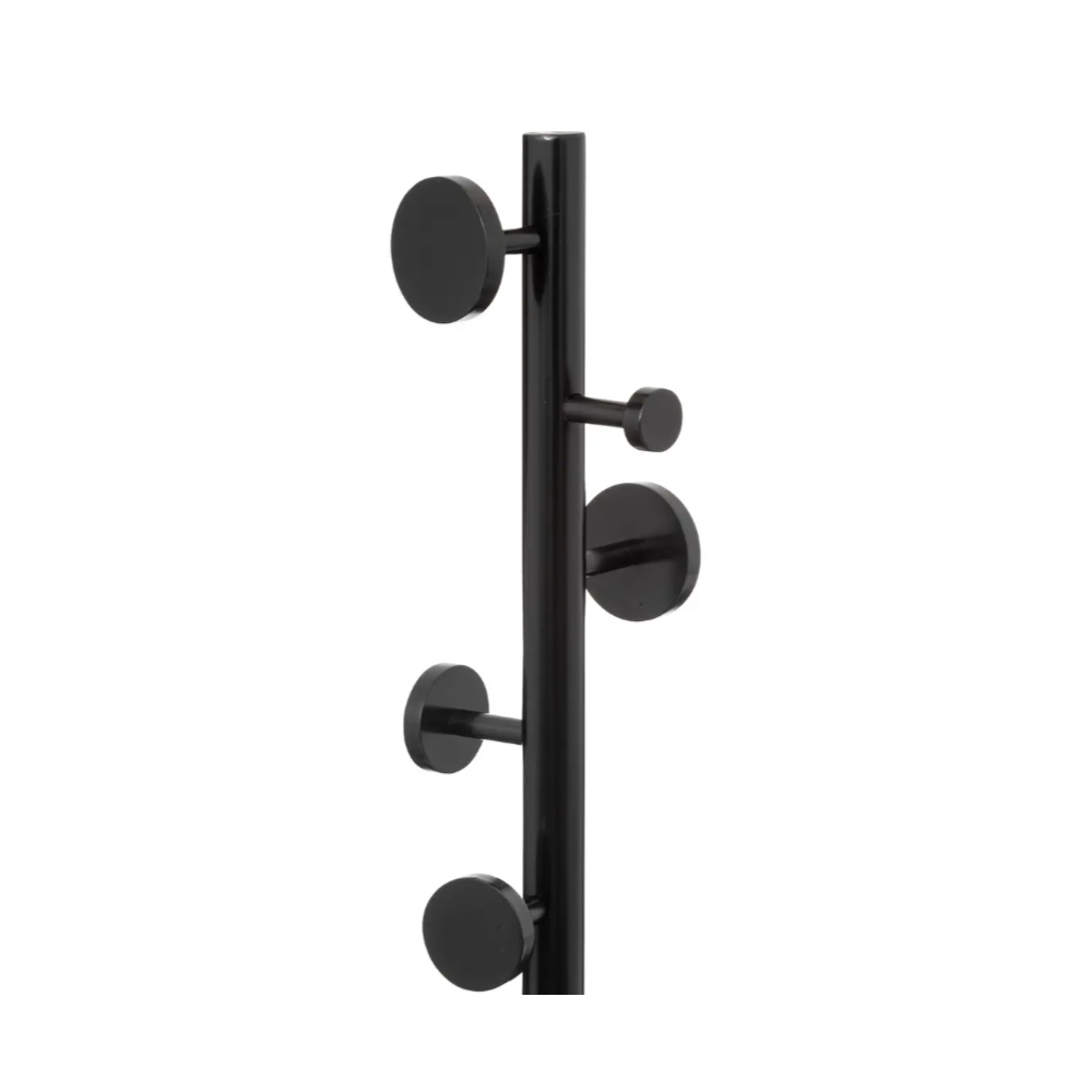 Cuier Round Coat, negru, lemn pin, 8 carlige, 16 kg rezistenta, 37 x H 176 cm