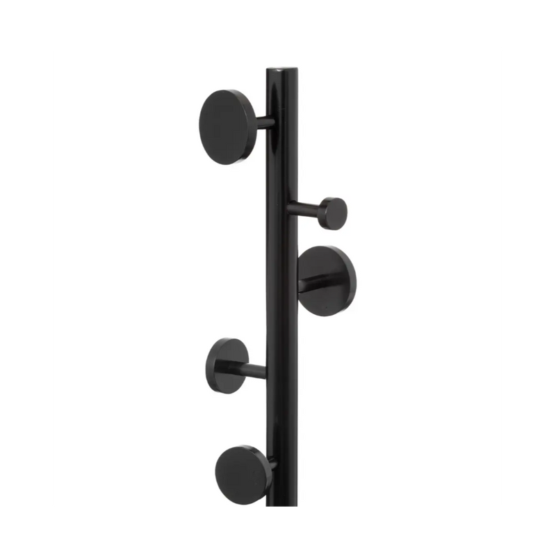 Cuier Round Coat, negru, lemn pin, 8 carlige, 16 kg rezistenta, 37 x H 176 cm
