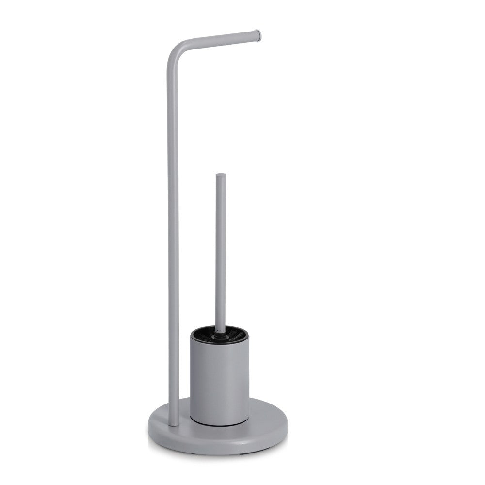 Suport hartie si perie baie Zeller Gstyle, metal, gri, Ø 22 x 63 cm