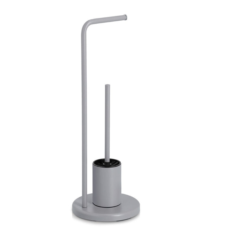 Suport hartie si perie baie Zeller Gstyle, metal, gri, Ø 22 x 63 cm