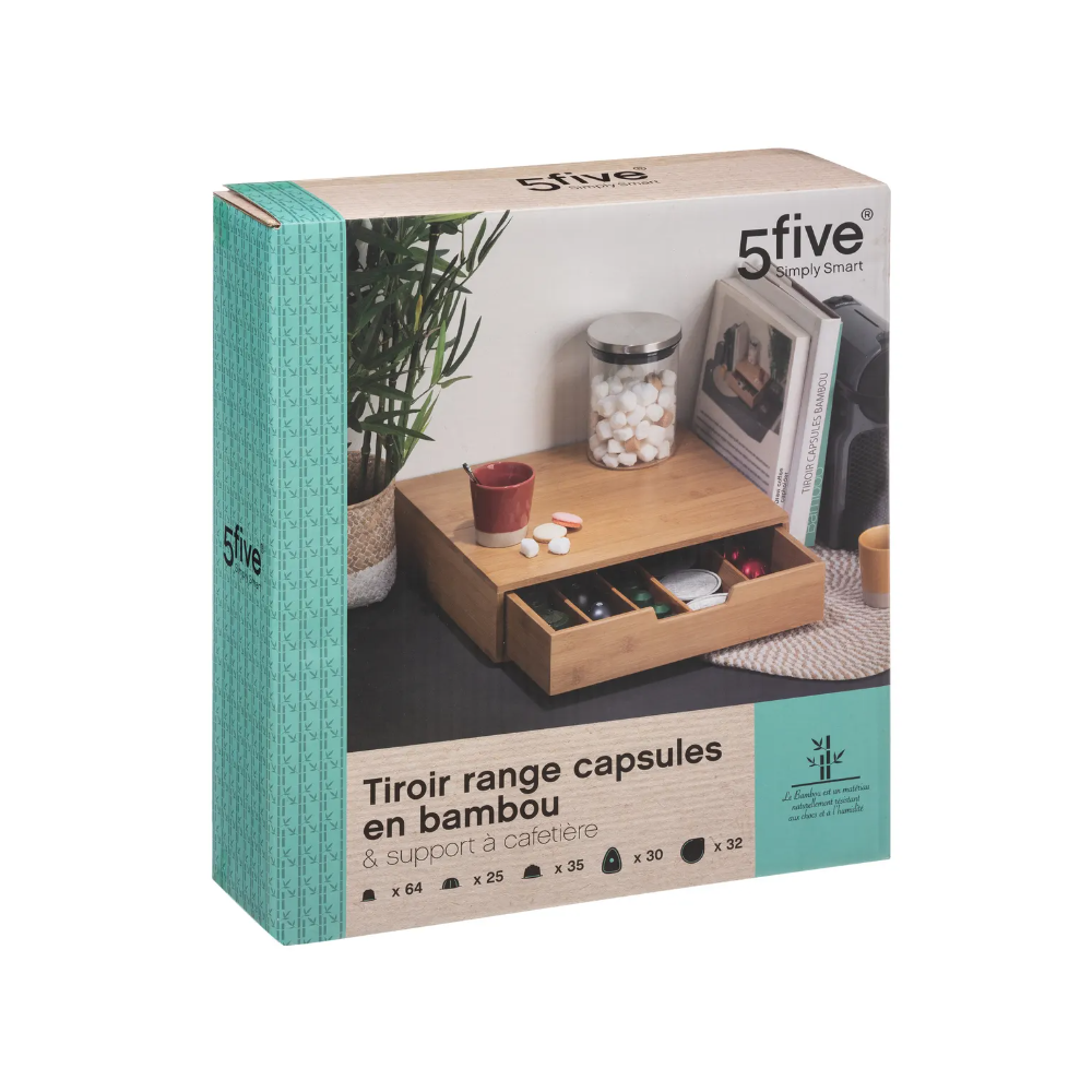 Cutie depozitare capsule cafea Skive, bambus, 34.5 x 30.5 x .8 cm