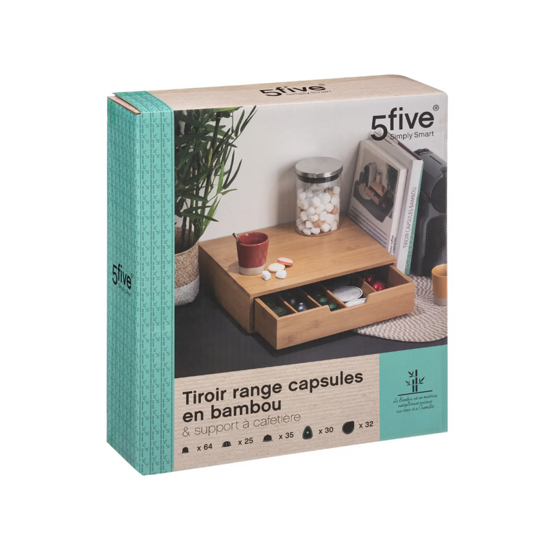 Cutie depozitare capsule cafea Skive, bambus, 34.5 x 30.5 x .8 cm