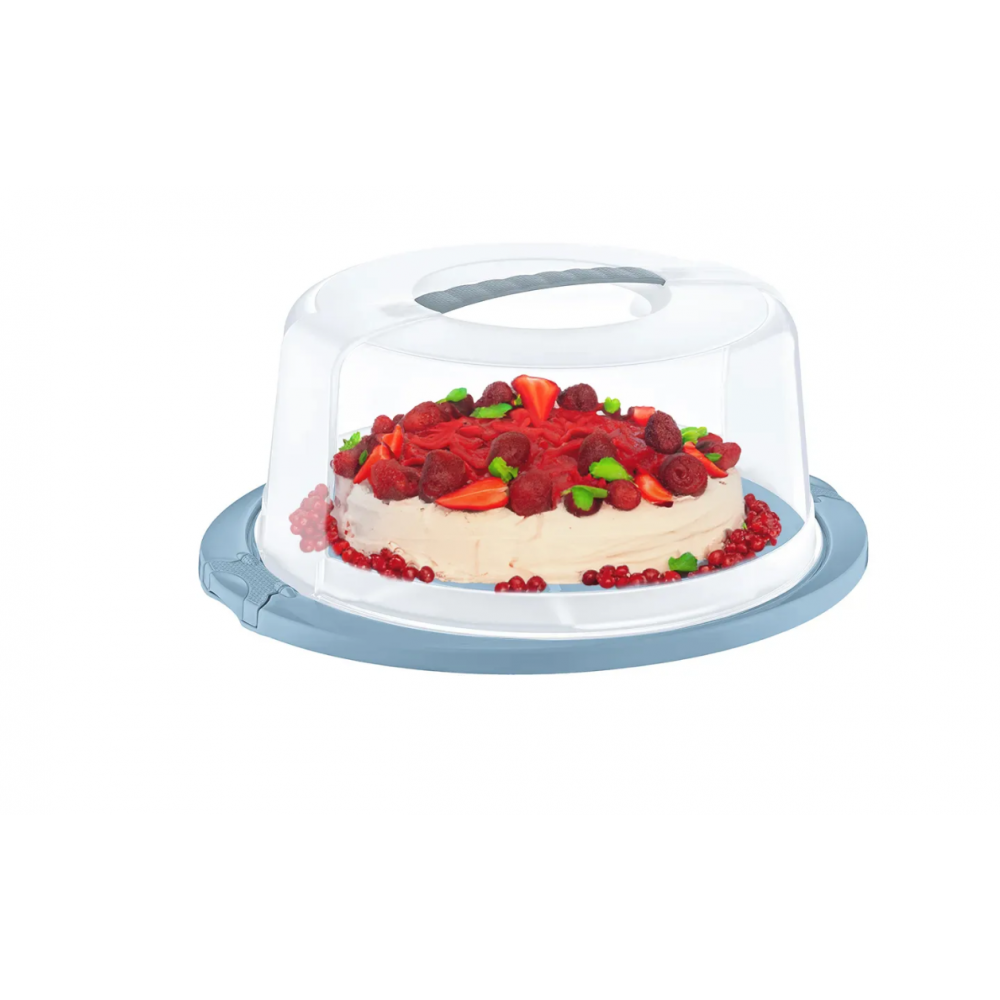 Cutie depozitare tort, plastic, rotunda, cu maner 38 x 17 cm