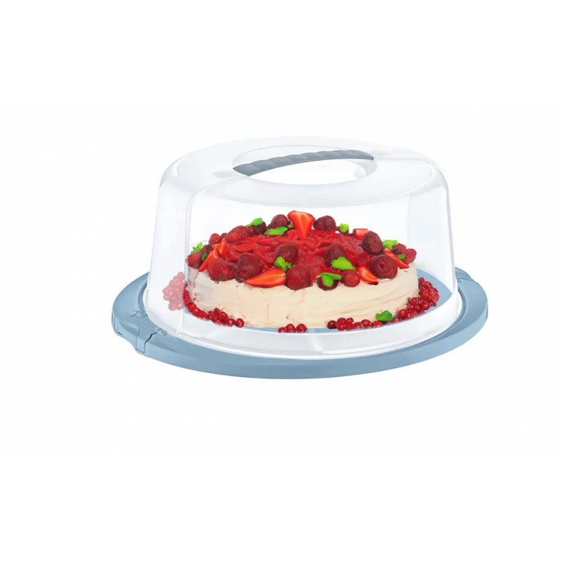 Cutie depozitare tort, plastic, rotunda, cu maner 38 x 17 cm