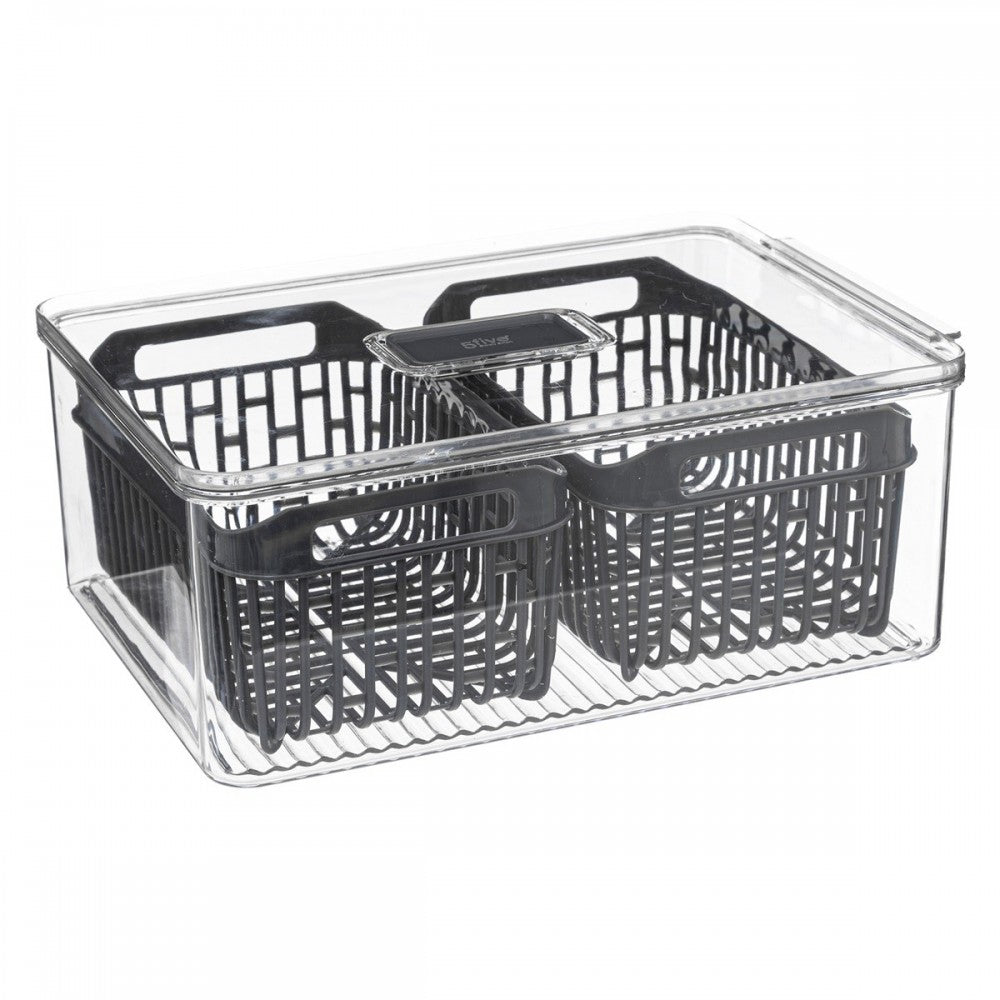 Cutie organizare Frigider Tiny, acril, cu capac, 32.5 x 12 x 22.5 cm