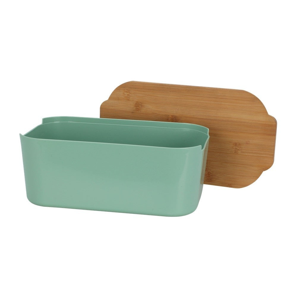 Cutie paine Brott, verde, plastic, capac bambus, 33 x 18.5 x 12 cm